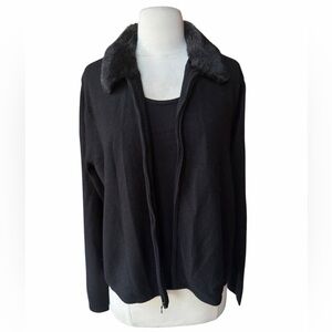 1990s Norton McNaughton 100% Acrylic Knit Removeable Faux Fur Collar 1 Piece Car